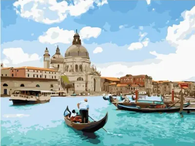 Passeando Em Veneza - Tela Numerada