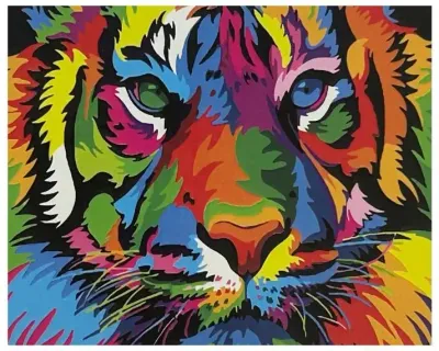 Tigre Colorido - Tela Numerada