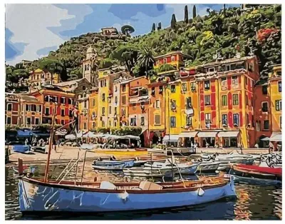 Barco Na Italia - Tela Numerada